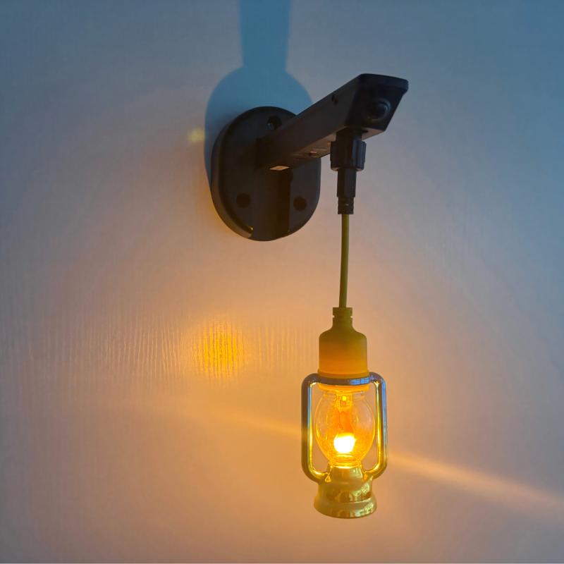 Featured lantern flame wall lamp